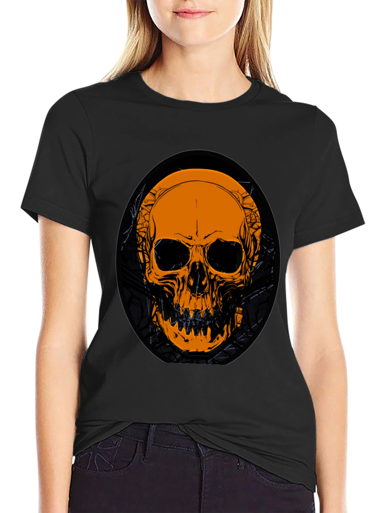 Skull Graphic Tee - Black Cotton T-Shirt