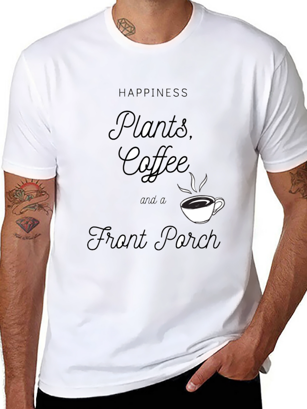 Happiness Plants Coffee Front Porch Black T-Shirt