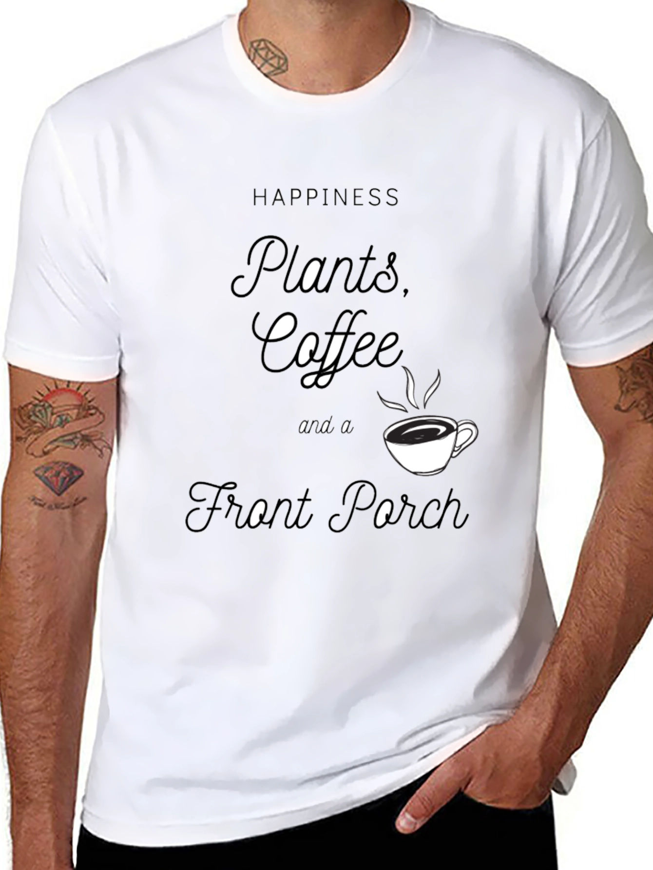 Happiness Plants Coffee Front Porch Black T-Shirt