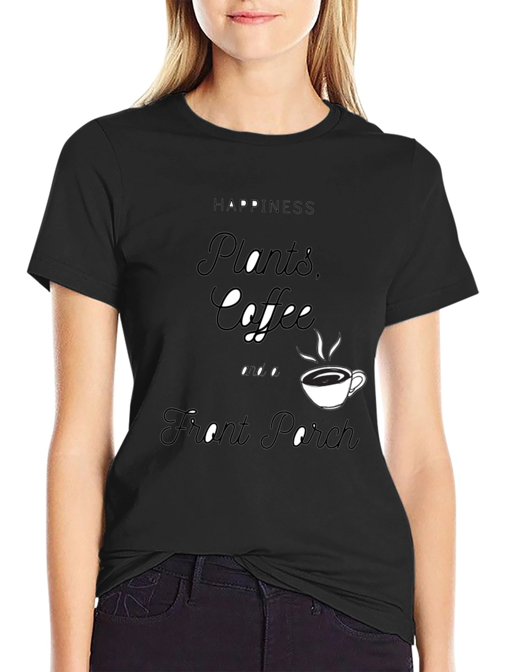 Happiness Plants Coffee Front Porch Black T-Shirt