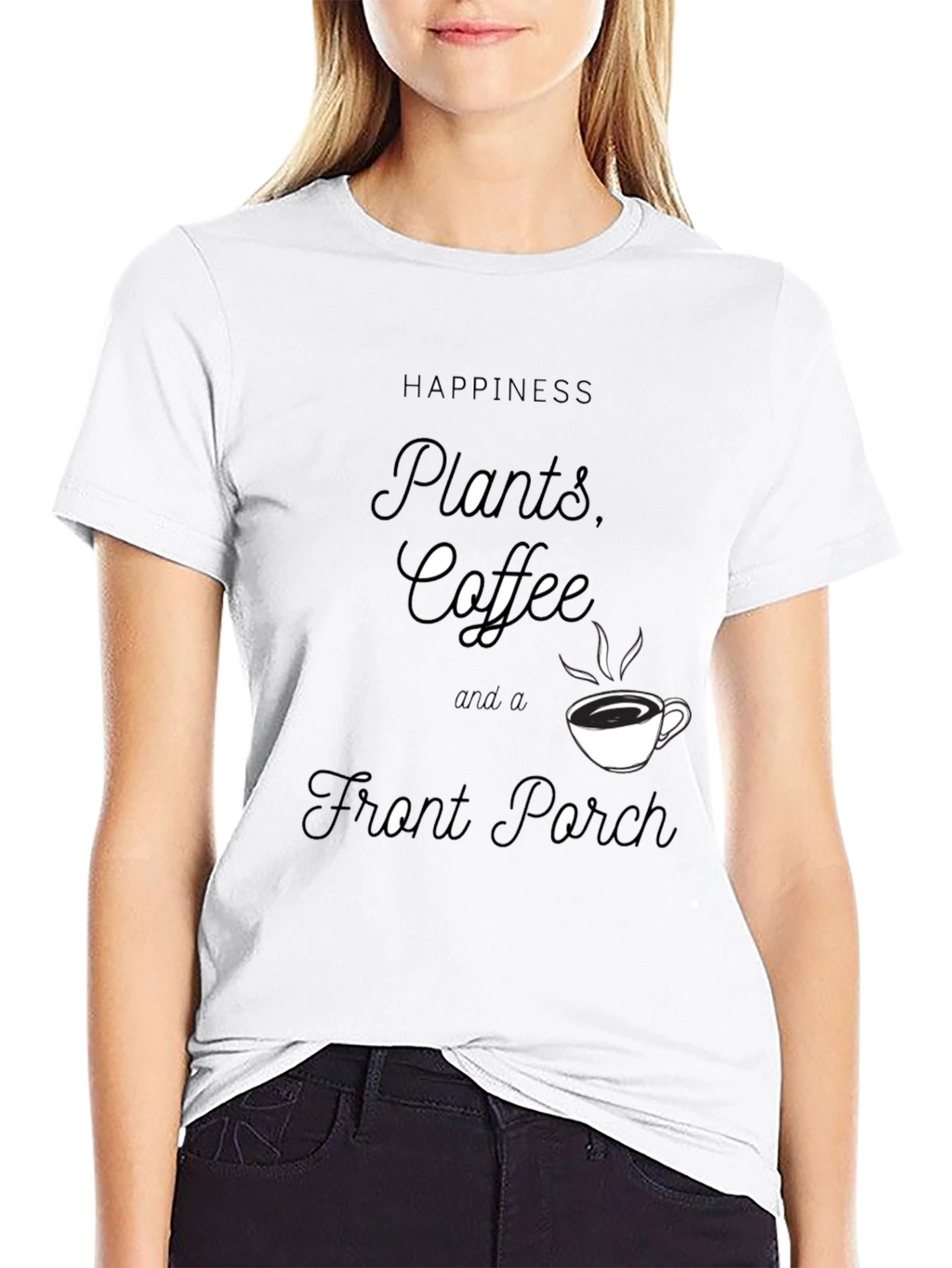 Happiness Plants Coffee Front Porch Black T-Shirt