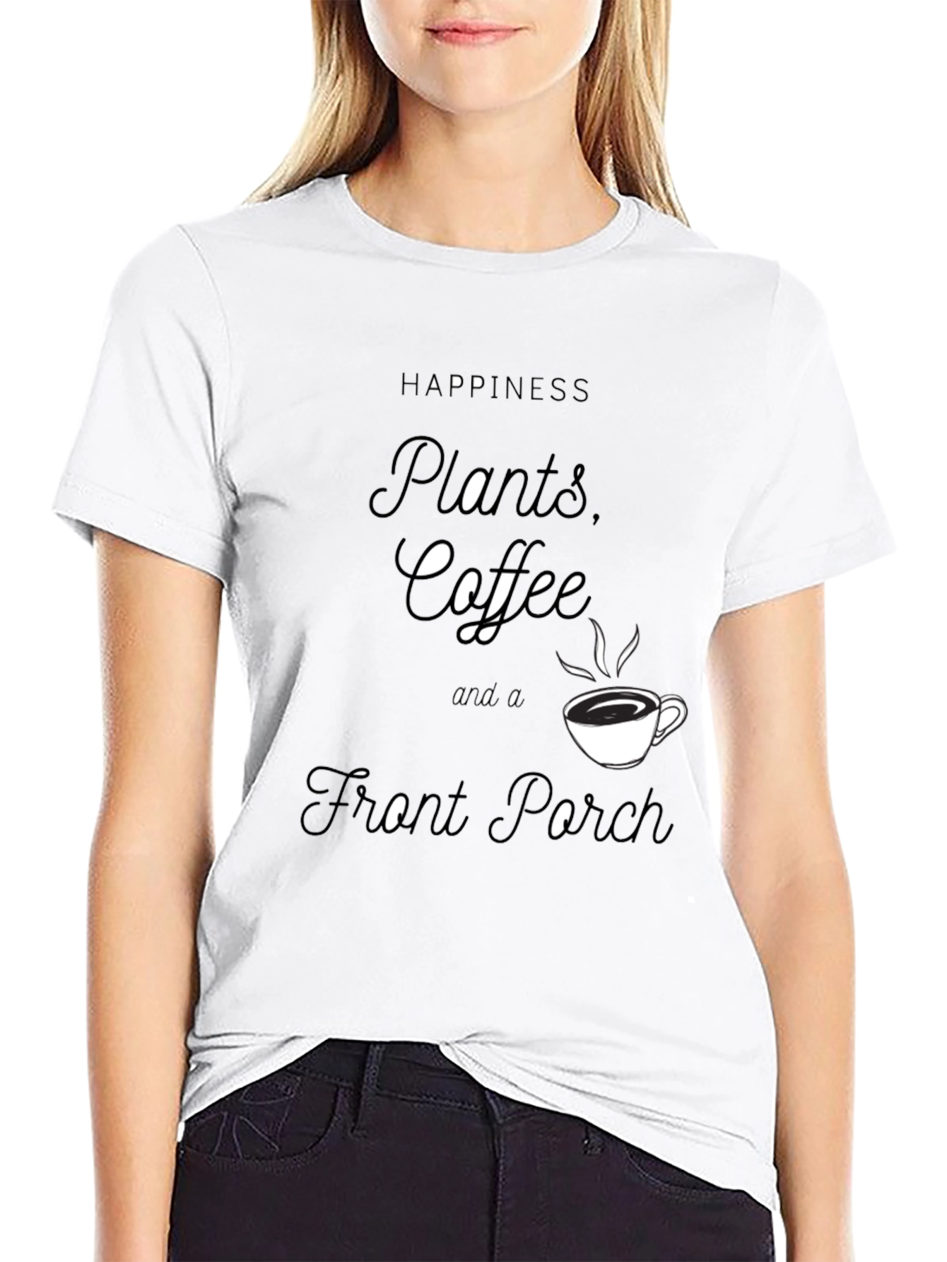 Happiness Plants Coffee Front Porch Black T-Shirt