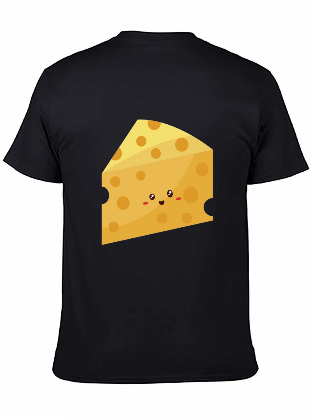 Cute Cheese Slice Graphic Tee - Black Cotton T-Shirt