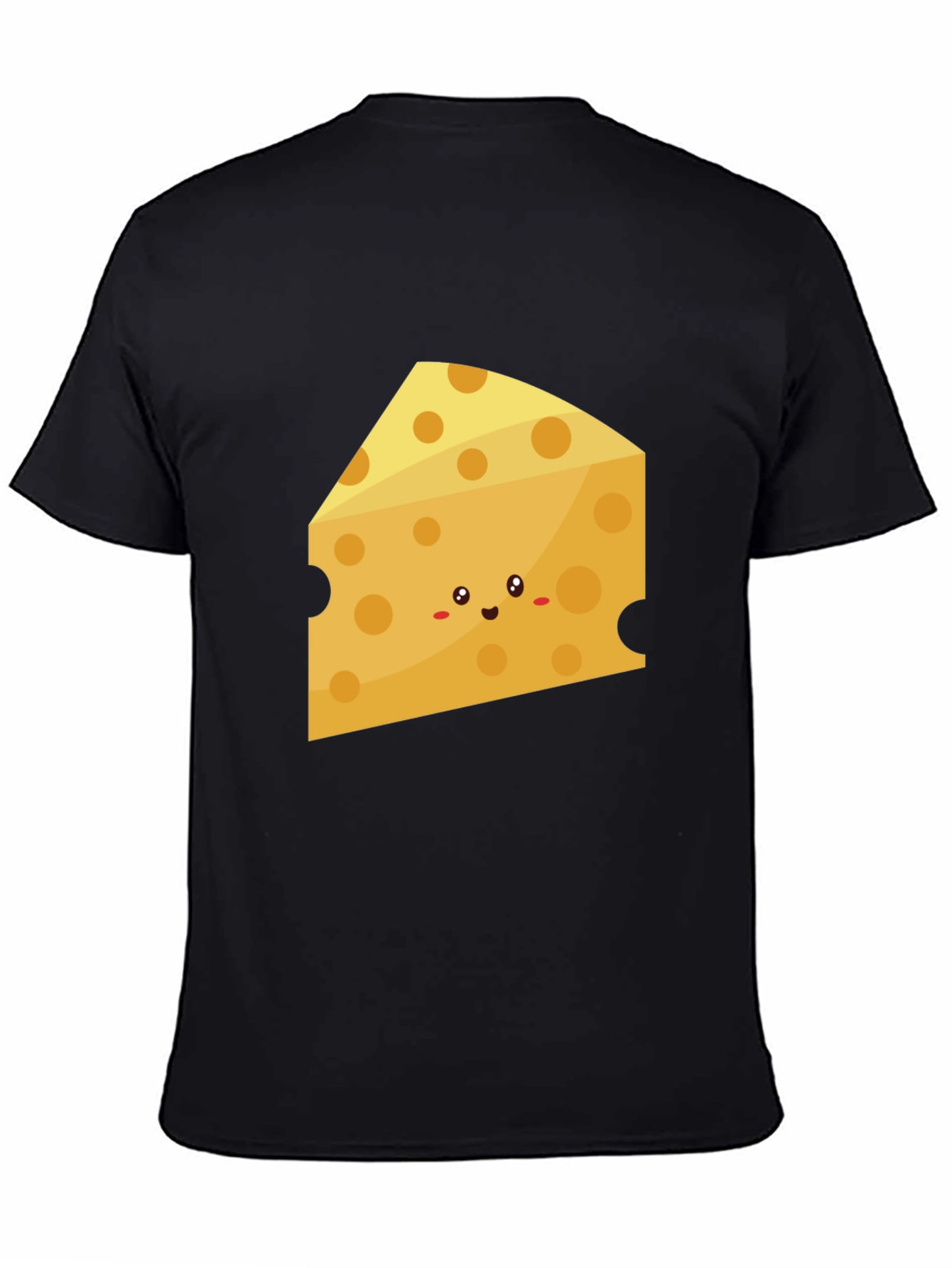Cute Cheese Slice Graphic Tee - Black Cotton T-Shirt
