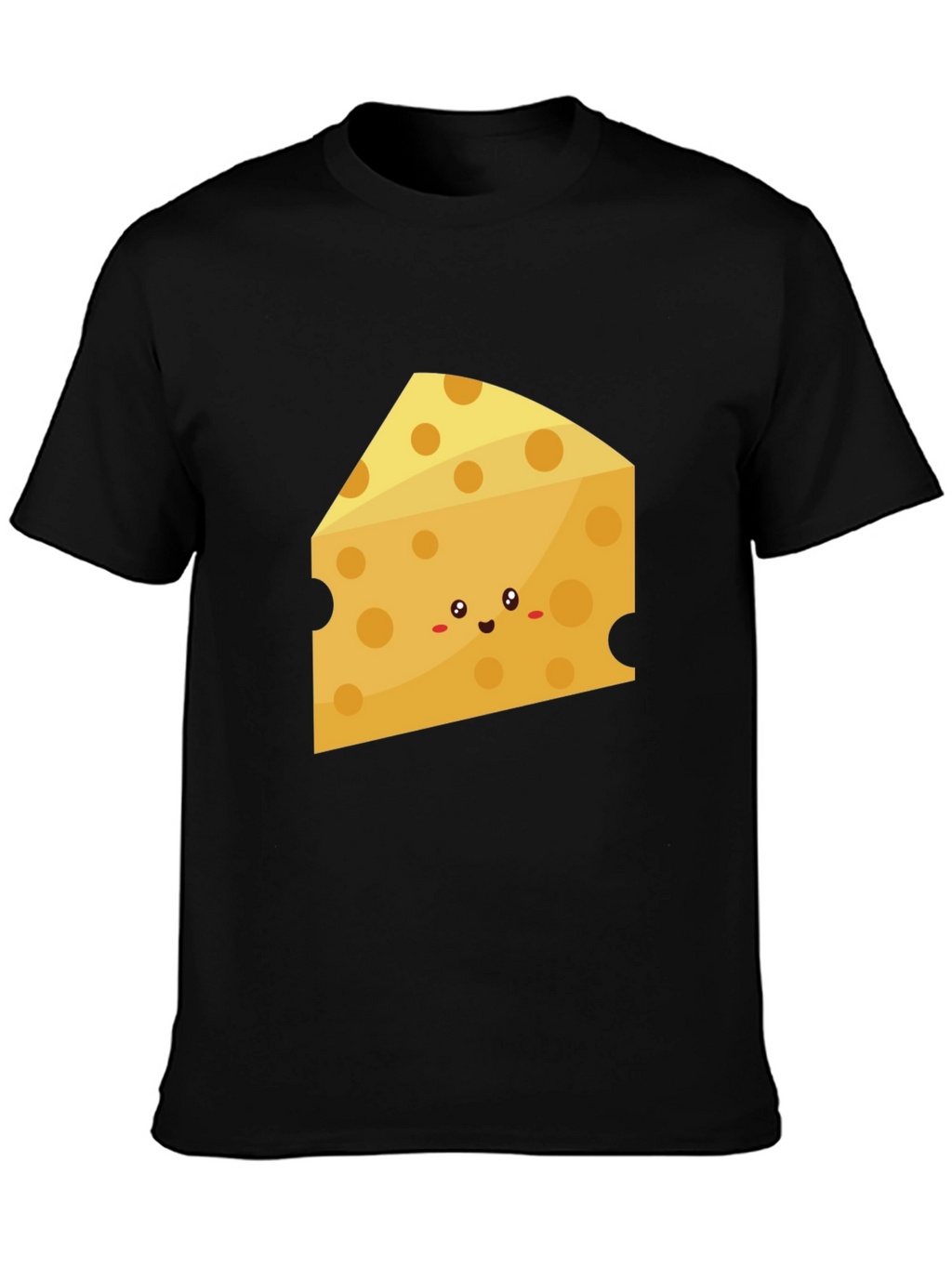 Cute Cheese Slice Graphic Tee - Black Cotton T-Shirt