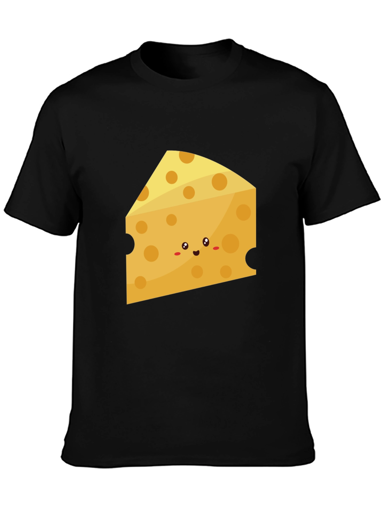 Cute Cheese Slice Graphic Tee - Black Cotton T-Shirt