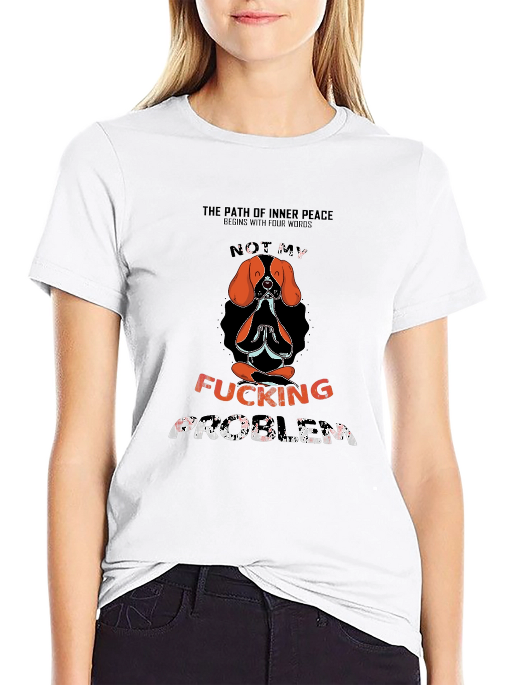 Funny Not My Problem Dog Meditation Graphic Tee
