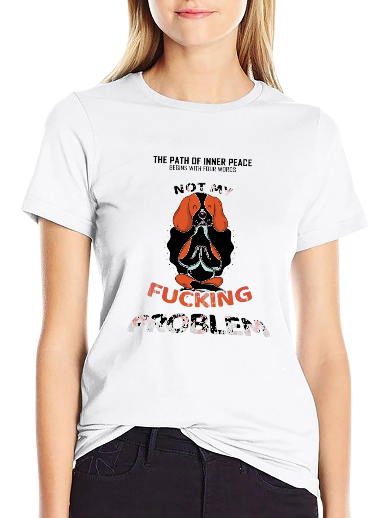 Funny Not My Problem Dog Meditation Graphic Tee