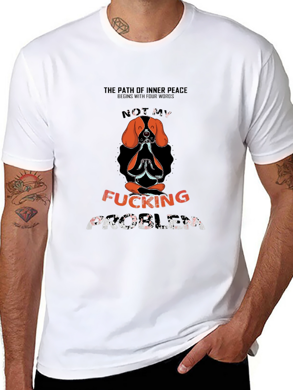 Funny Not My Problem Dog Meditation Graphic Tee