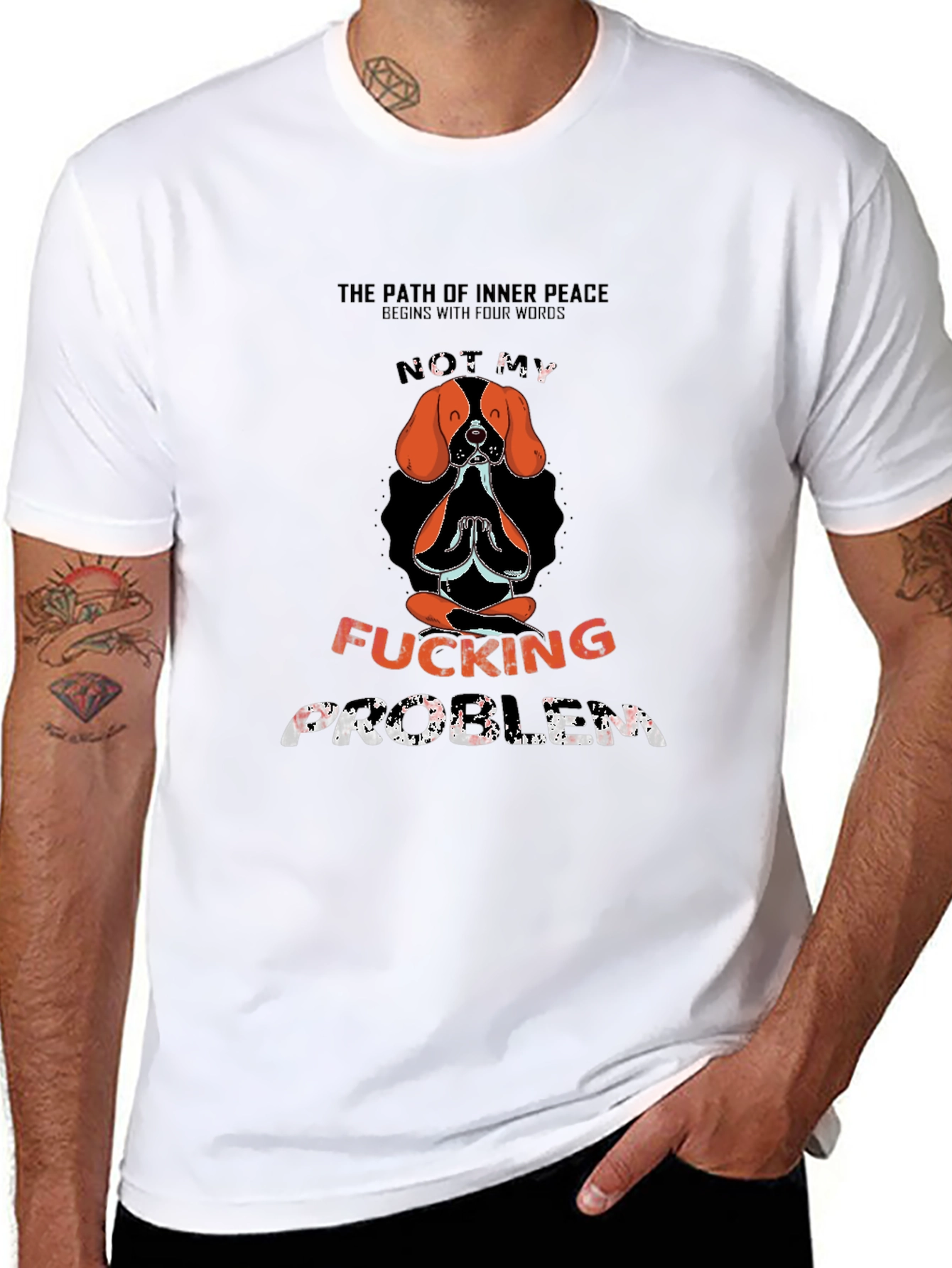 Funny Not My Problem Dog Meditation Graphic Tee