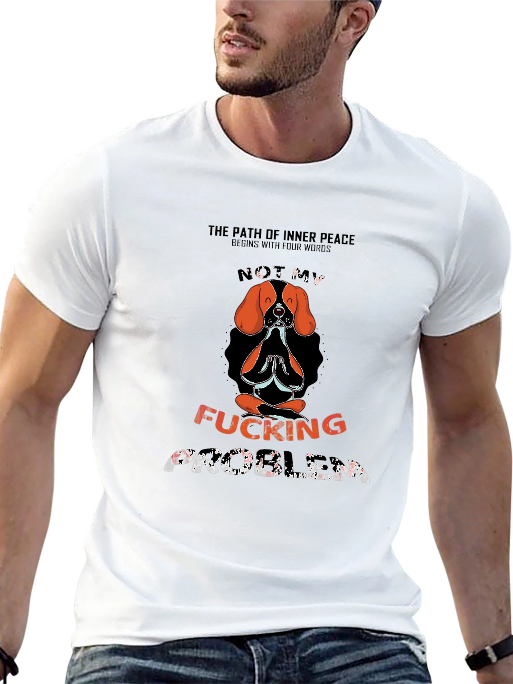 Funny Not My Problem Dog Meditation Graphic Tee