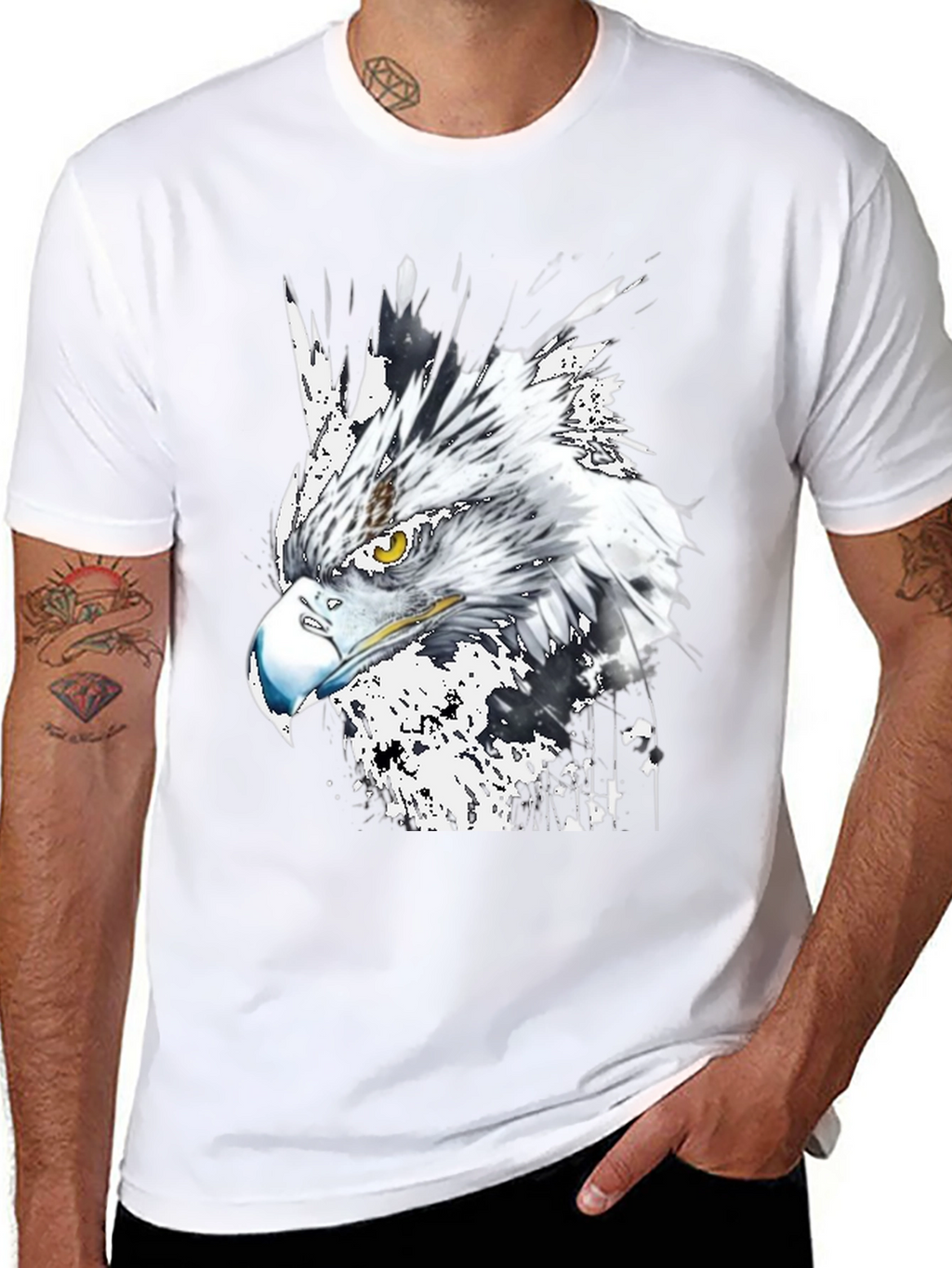 Eagle Graphic Print Crew Neck T-Shirt