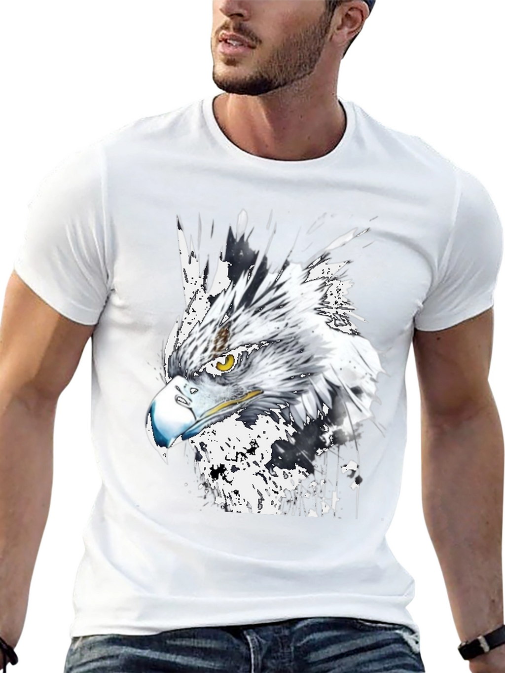 Eagle Graphic Print Crew Neck T-Shirt