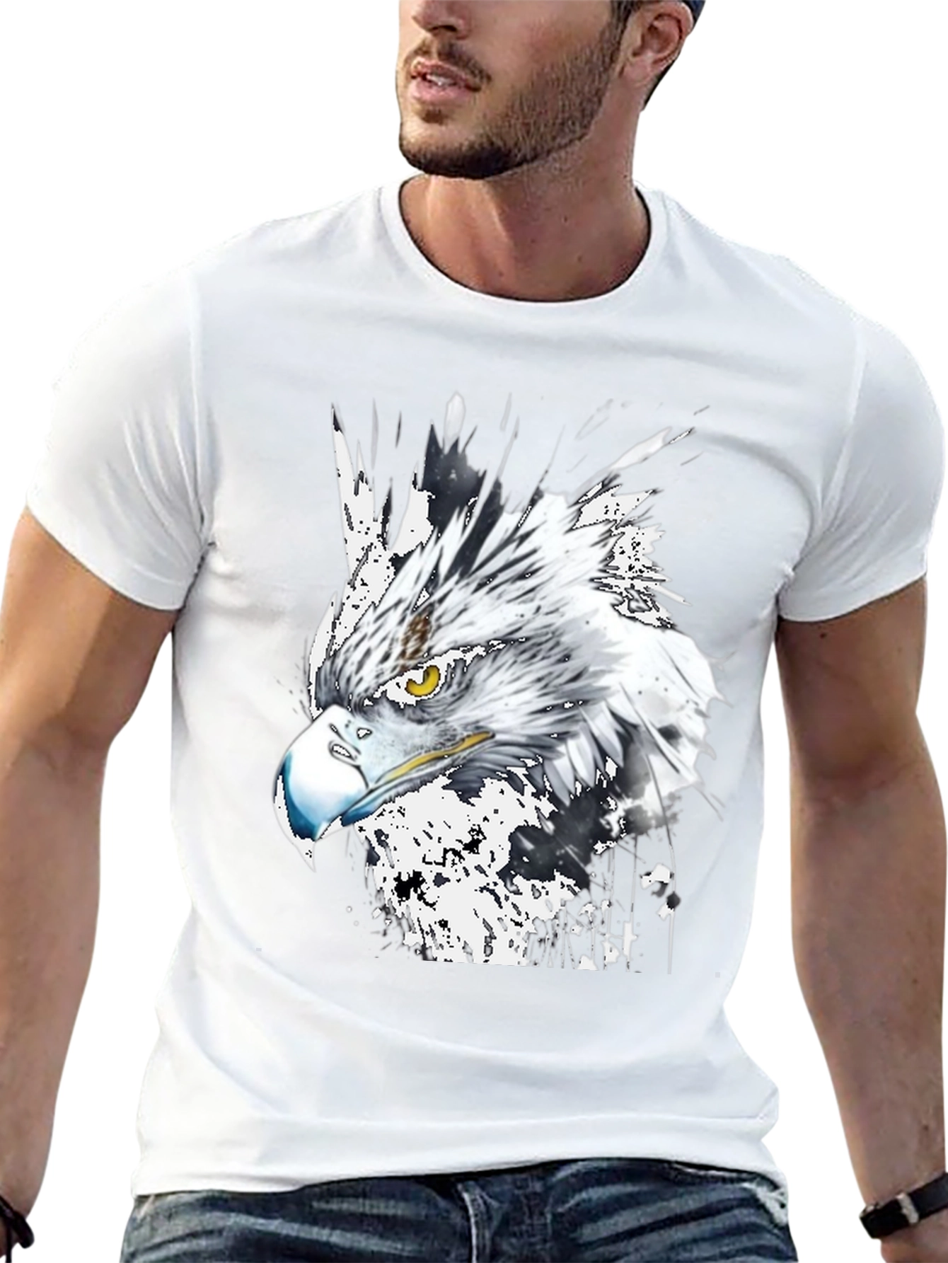 Eagle Graphic Print Crew Neck T-Shirt