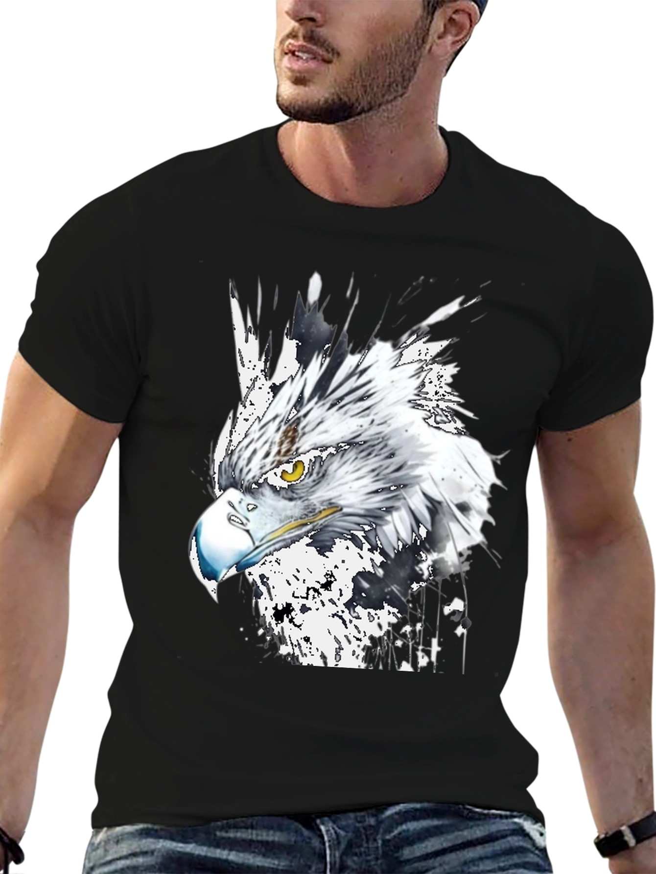 Eagle Graphic Print Crew Neck T-Shirt