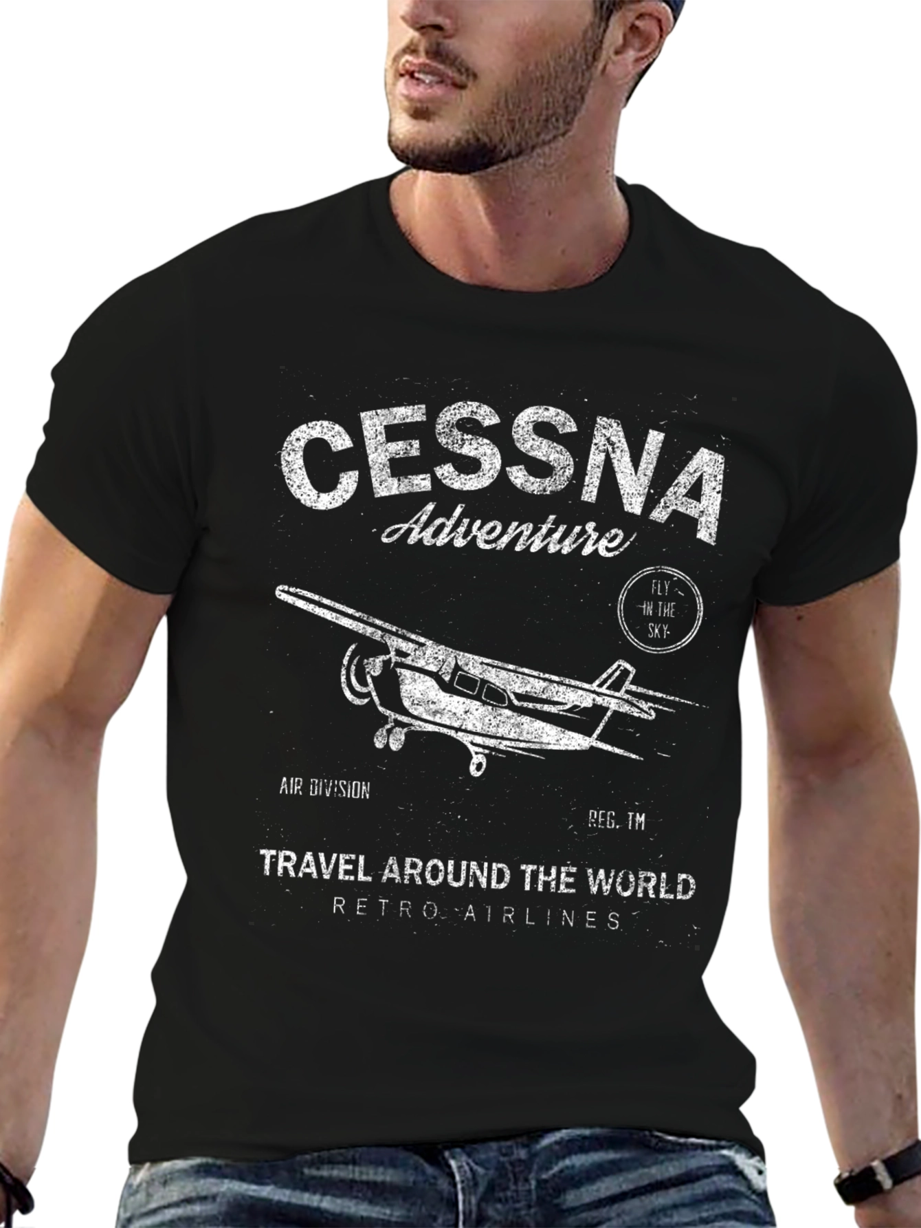 Cessna Adventure Retro Airlines Graphic T-Shirt