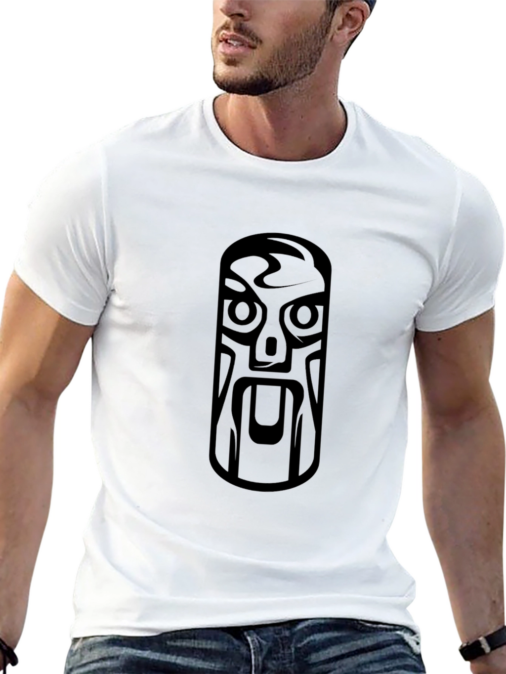 Tribal Mask Graphic Black T-Shirt
