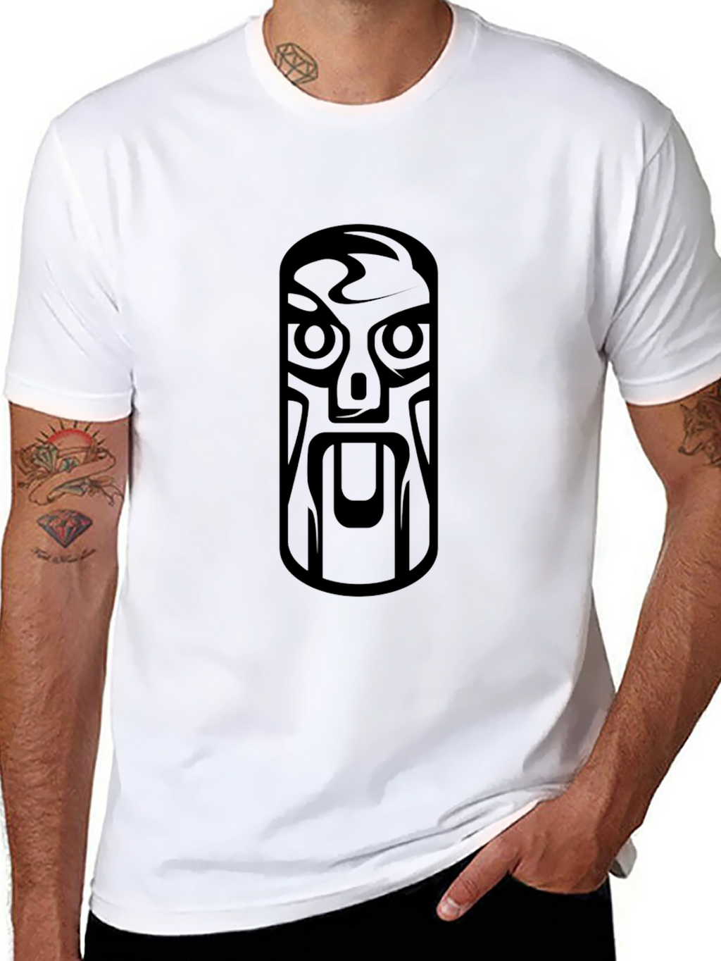 Tribal Mask Graphic Black T-Shirt