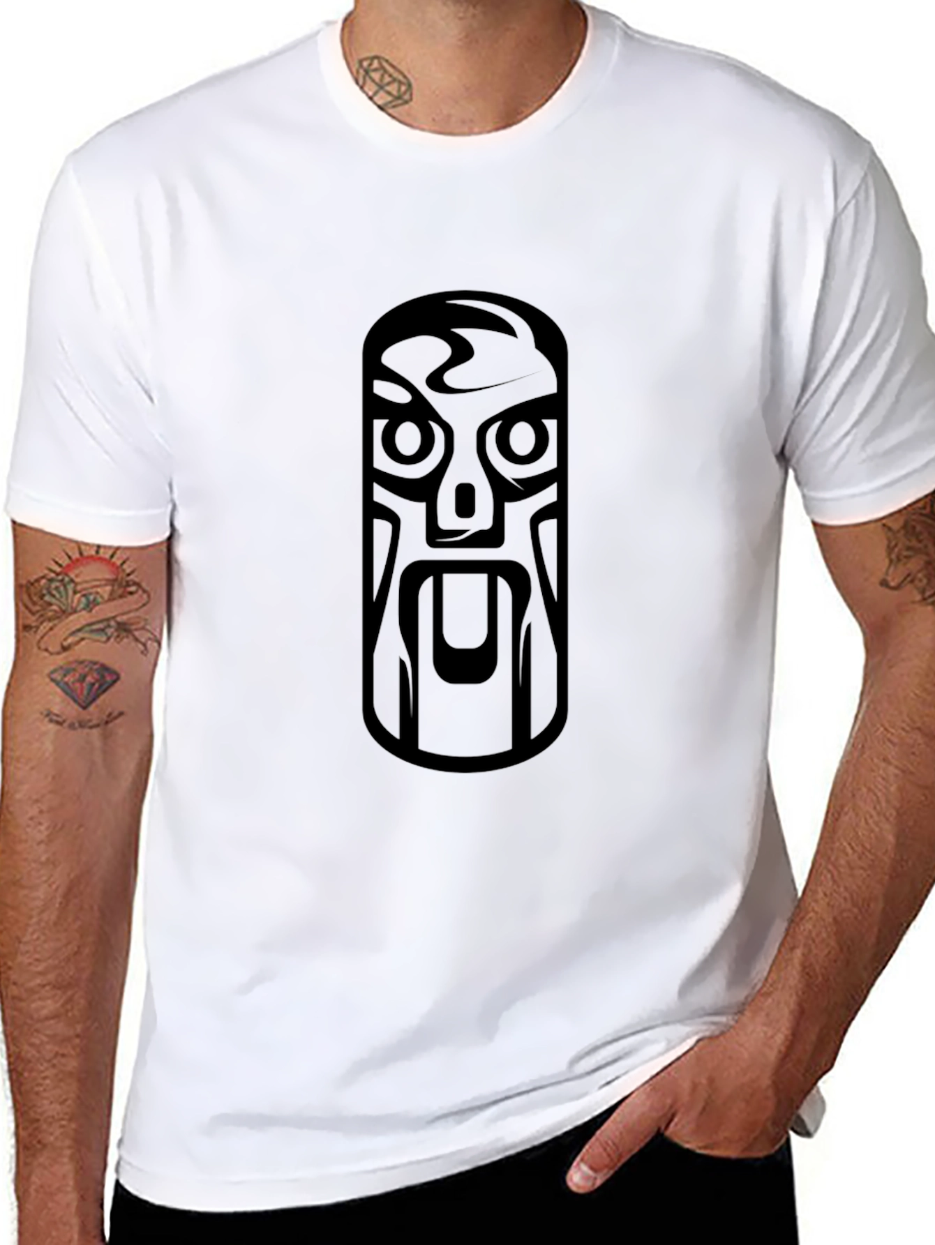 Tribal Mask Graphic Black T-Shirt