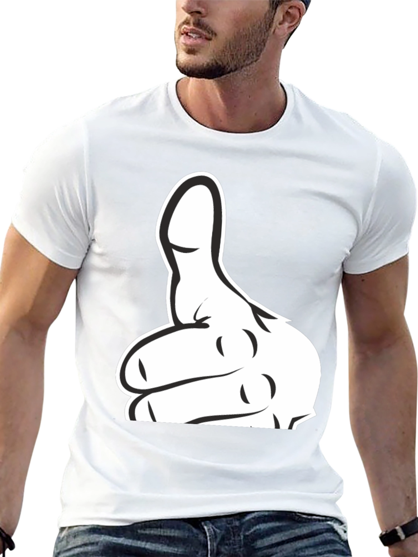 Thumbs Up Graphic T-Shirt - Black Cotton Tee