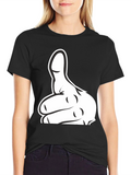 Thumbs Up Graphic T-Shirt - Black Cotton Tee