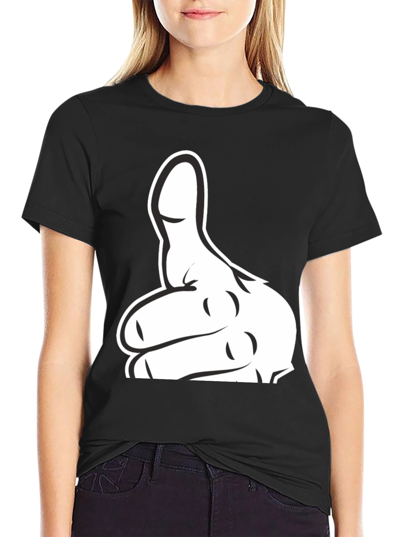 Thumbs Up Graphic T-Shirt - Black Cotton Tee