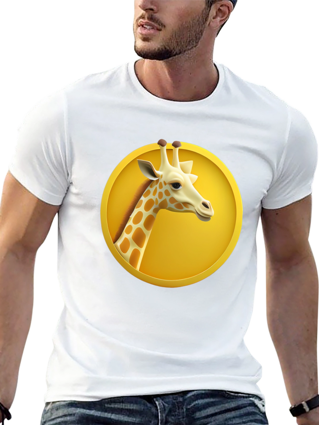 Giraffe in Circle Graphic T-Shirt