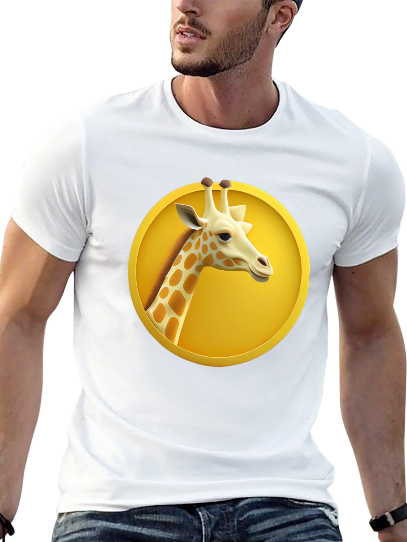 Giraffe in Circle Graphic T-Shirt