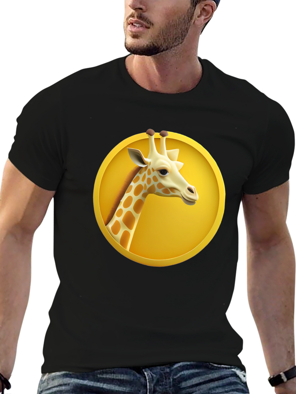 Giraffe in Circle Graphic T-Shirt