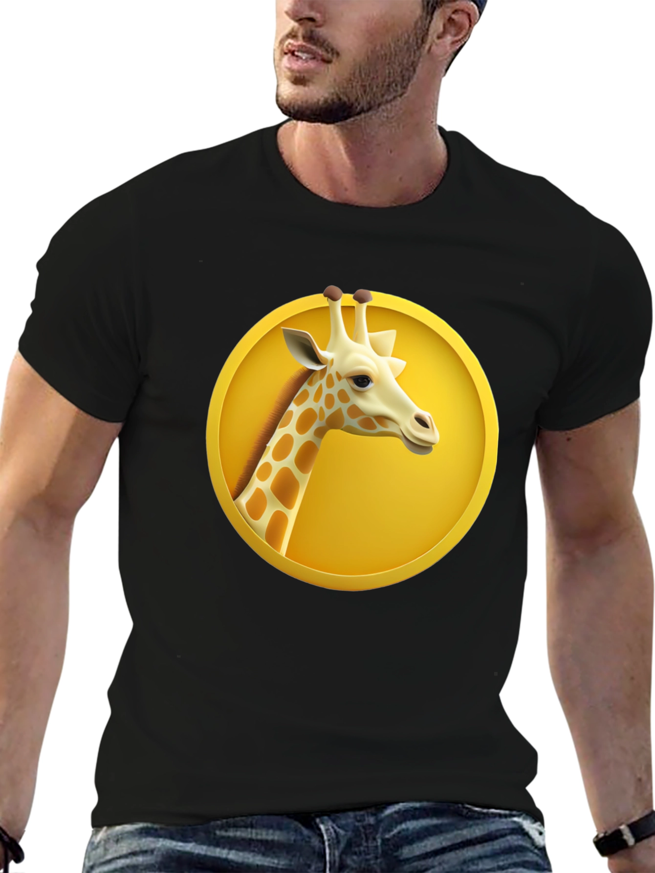 Giraffe in Circle Graphic T-Shirt