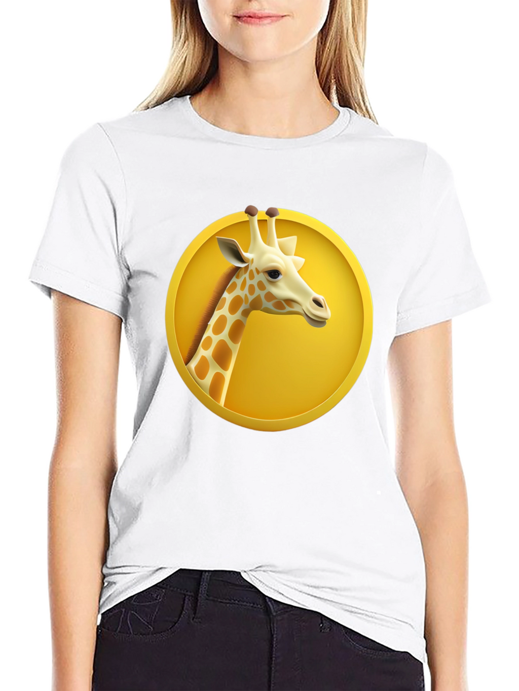 Giraffe in Circle Graphic T-Shirt