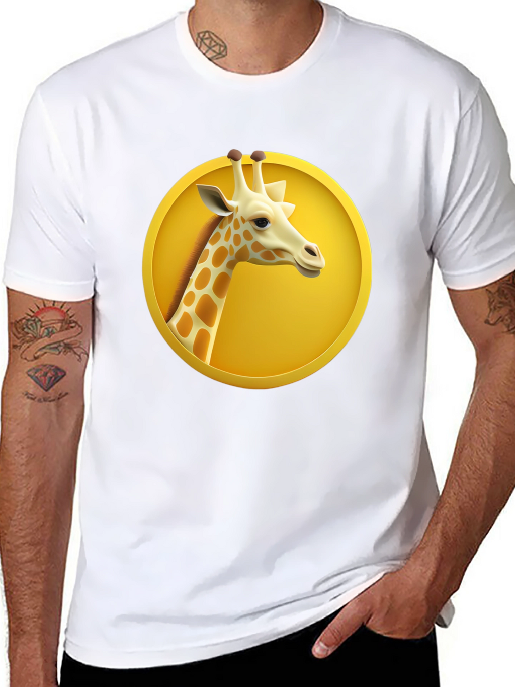 Giraffe in Circle Graphic T-Shirt
