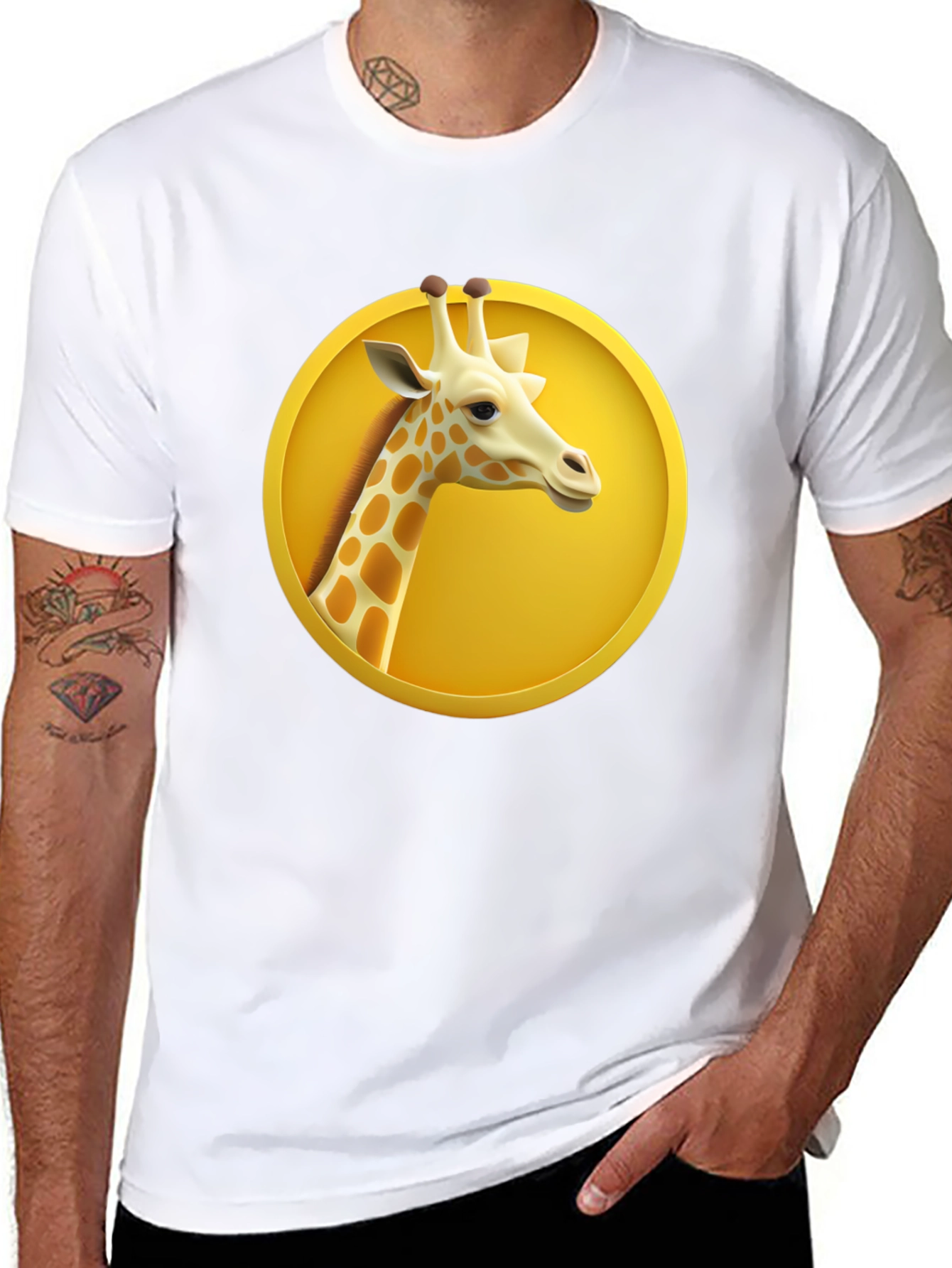Giraffe in Circle Graphic T-Shirt