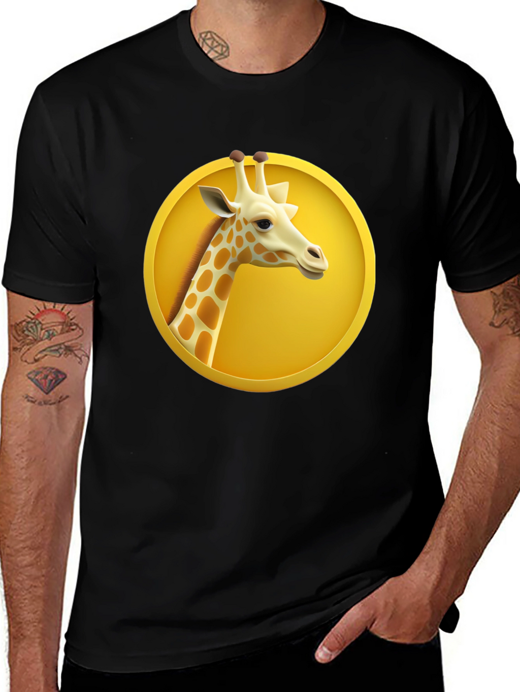 Giraffe in Circle Graphic T-Shirt