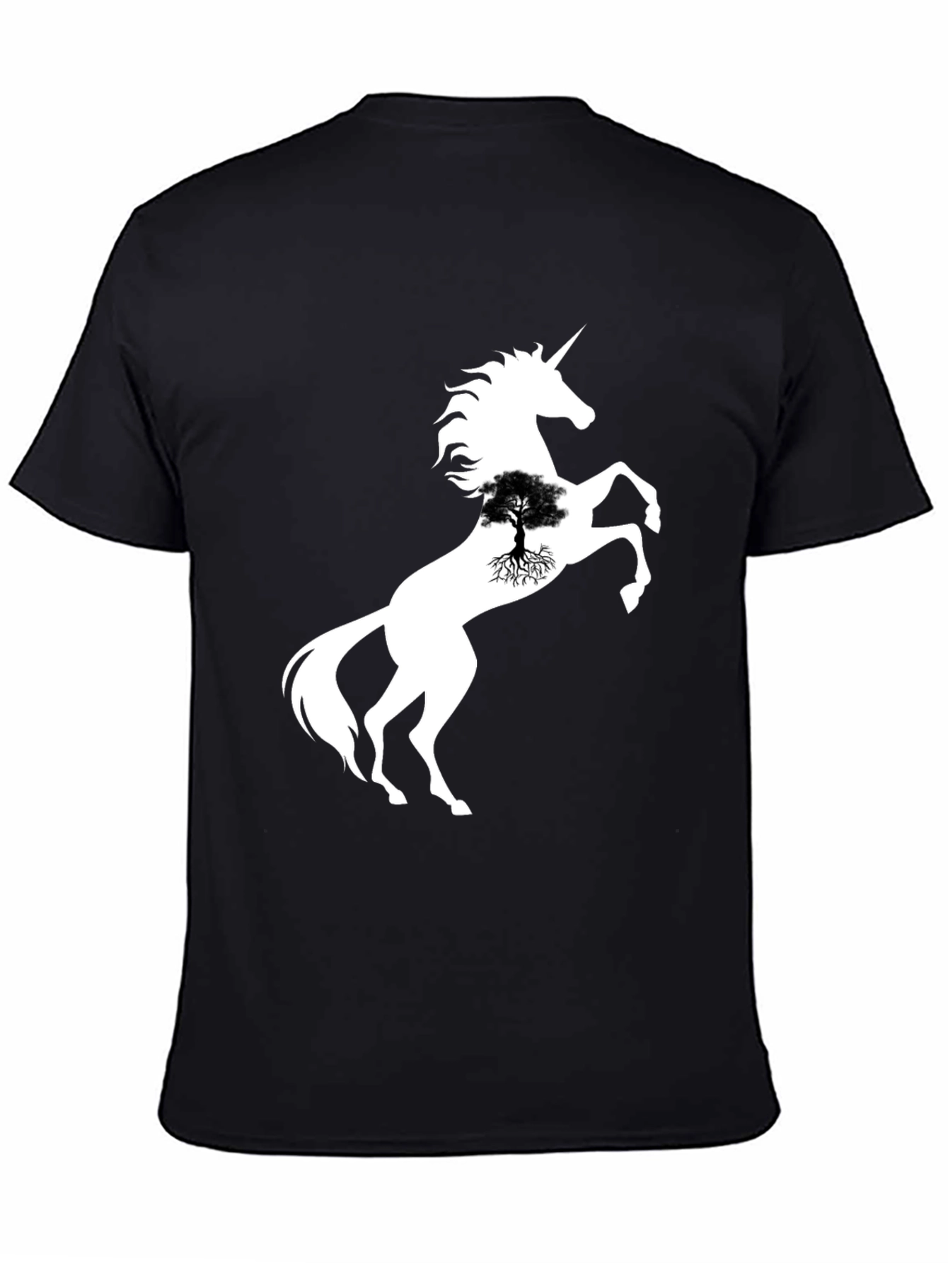 Unicorn Tree Graphic Tee - Black Cotton Blend