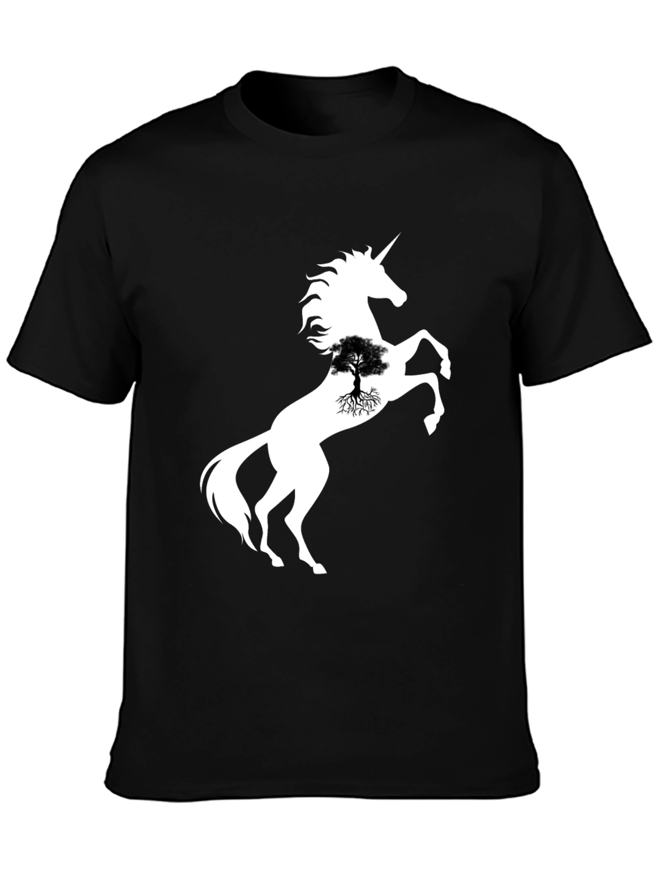 Unicorn Tree Graphic Tee - Black Cotton Blend