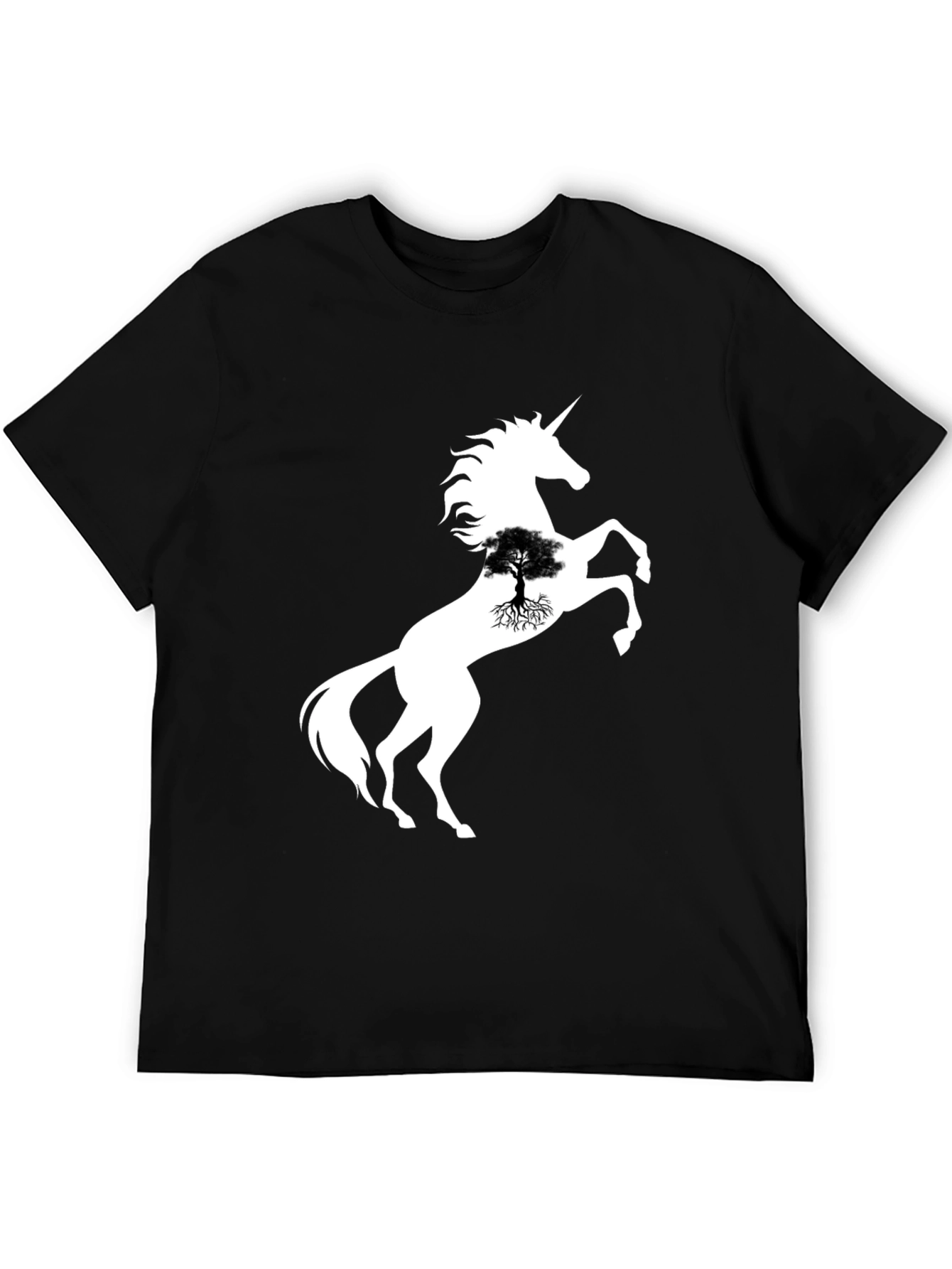 Unicorn Tree Graphic Tee - Black Cotton Blend