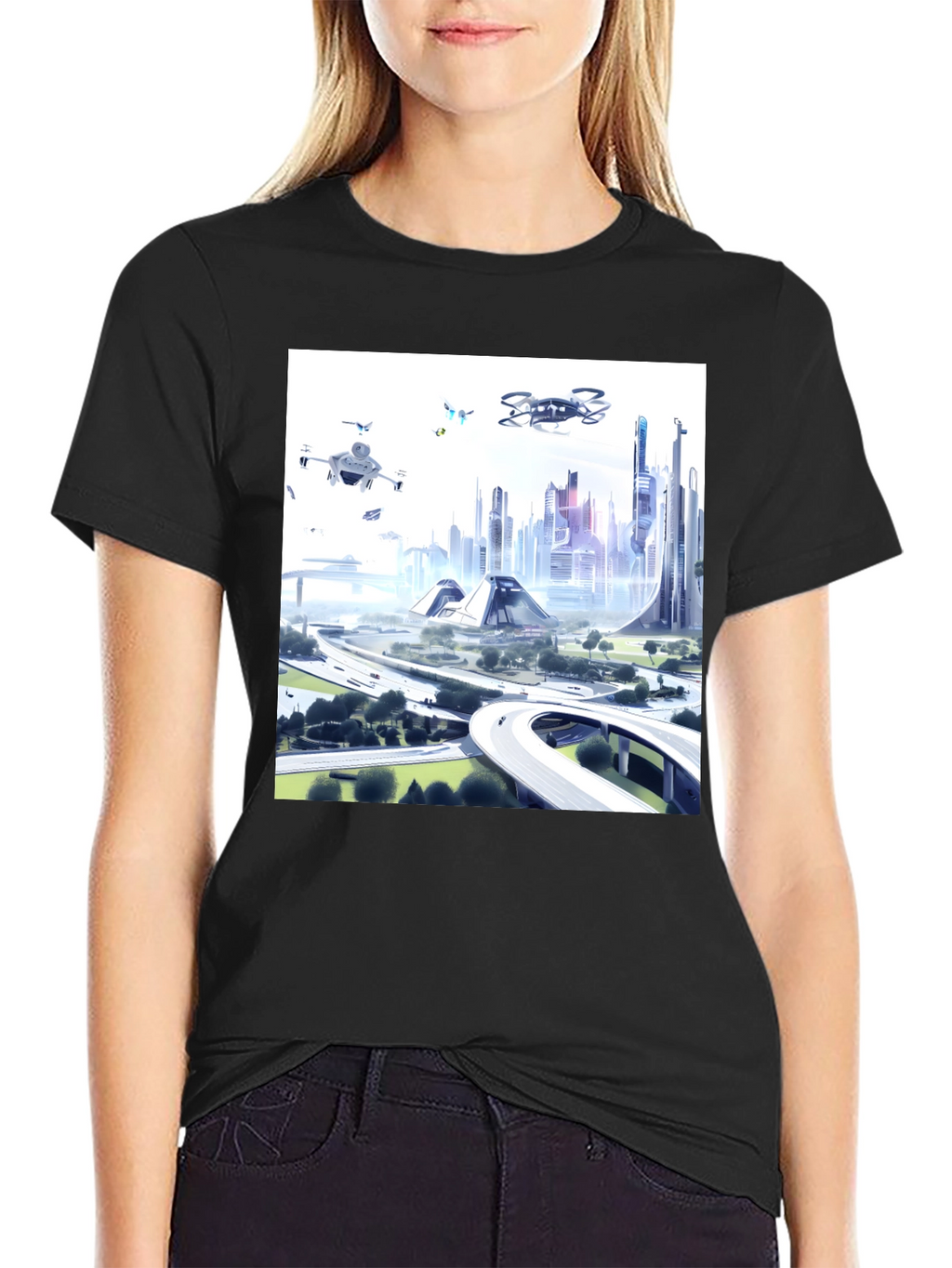 Futuristic City T-Shirt - Drone Vision