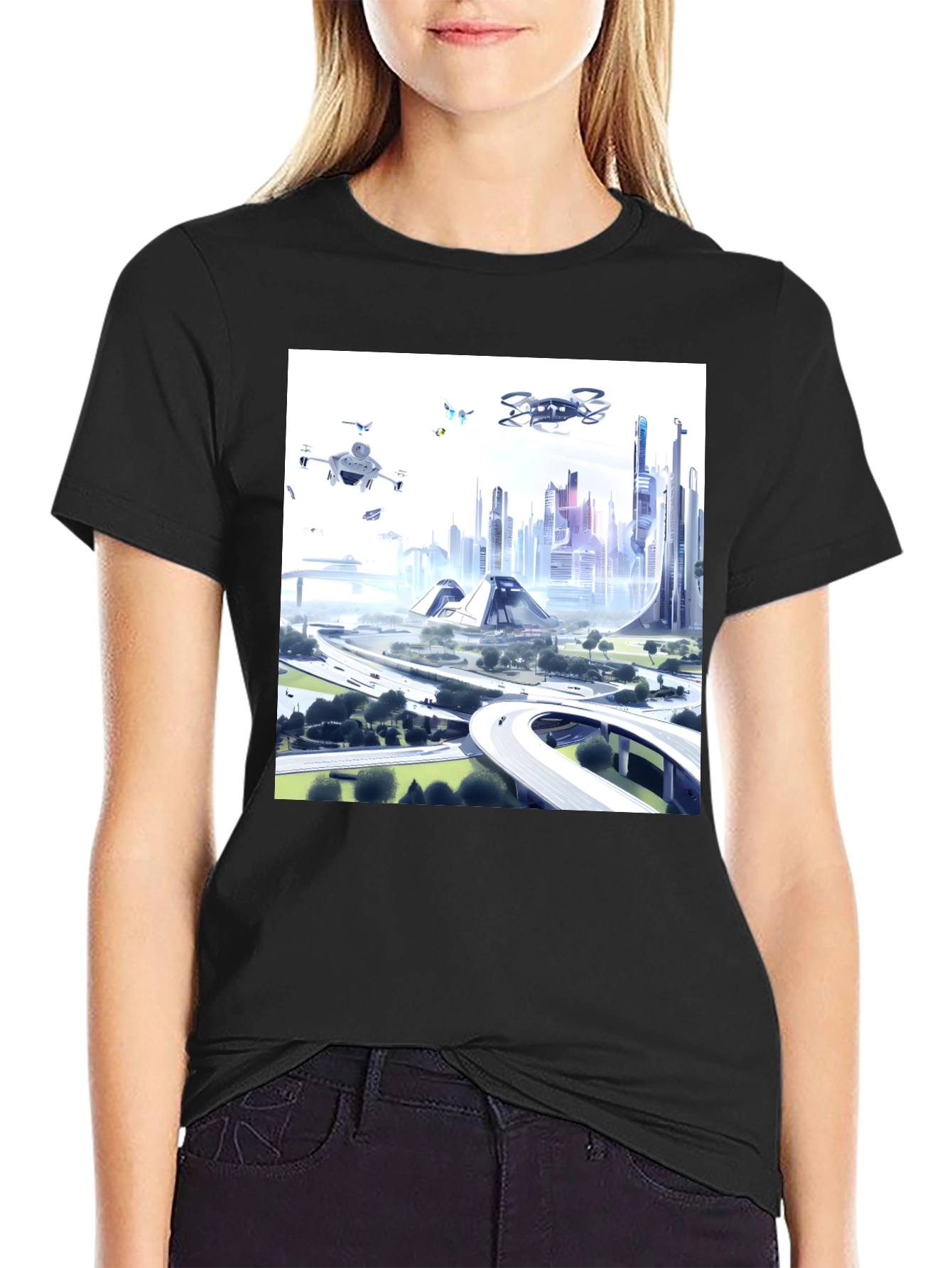 Futuristic City T-Shirt - Drone Vision