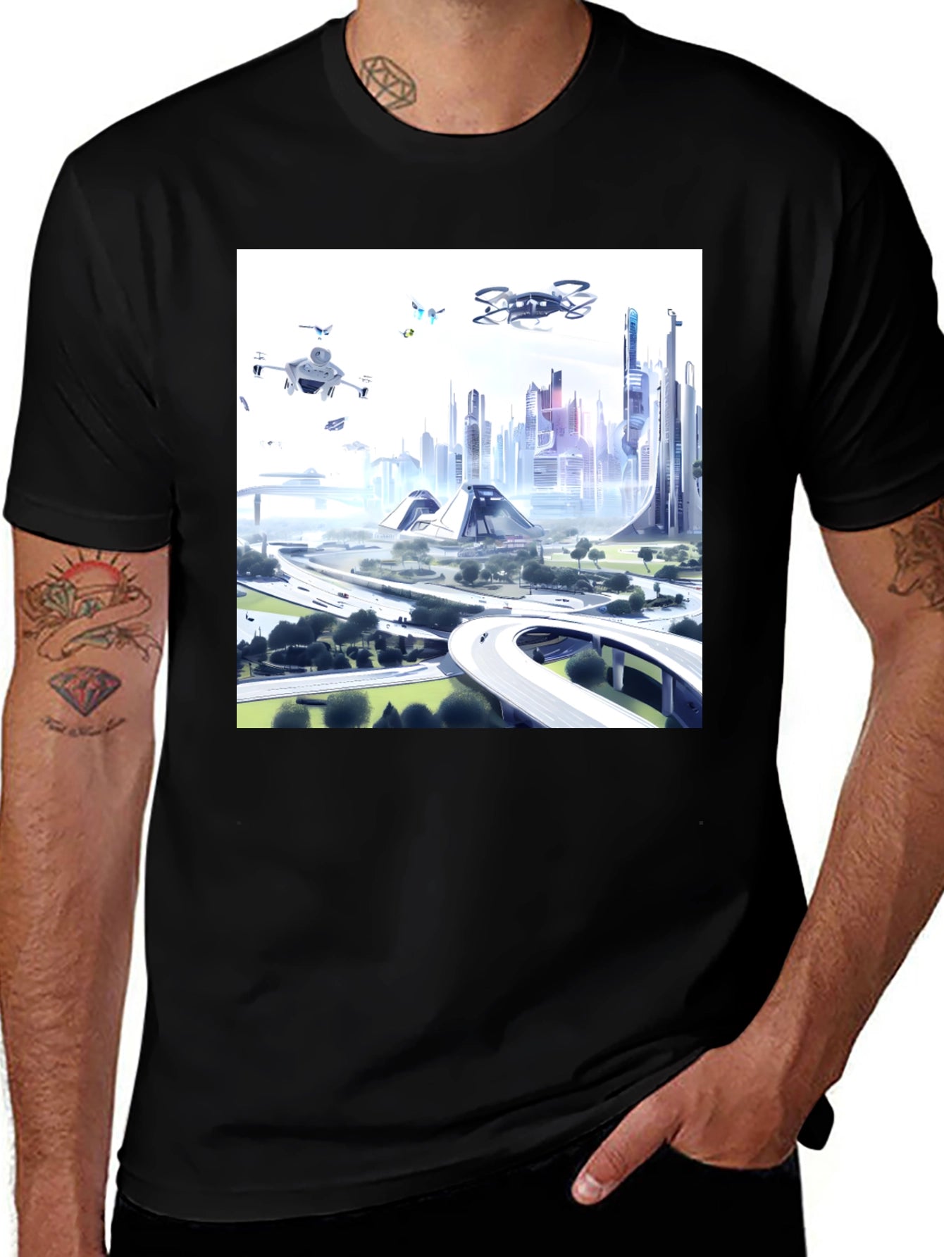 Futuristic City T-Shirt - Drone Vision