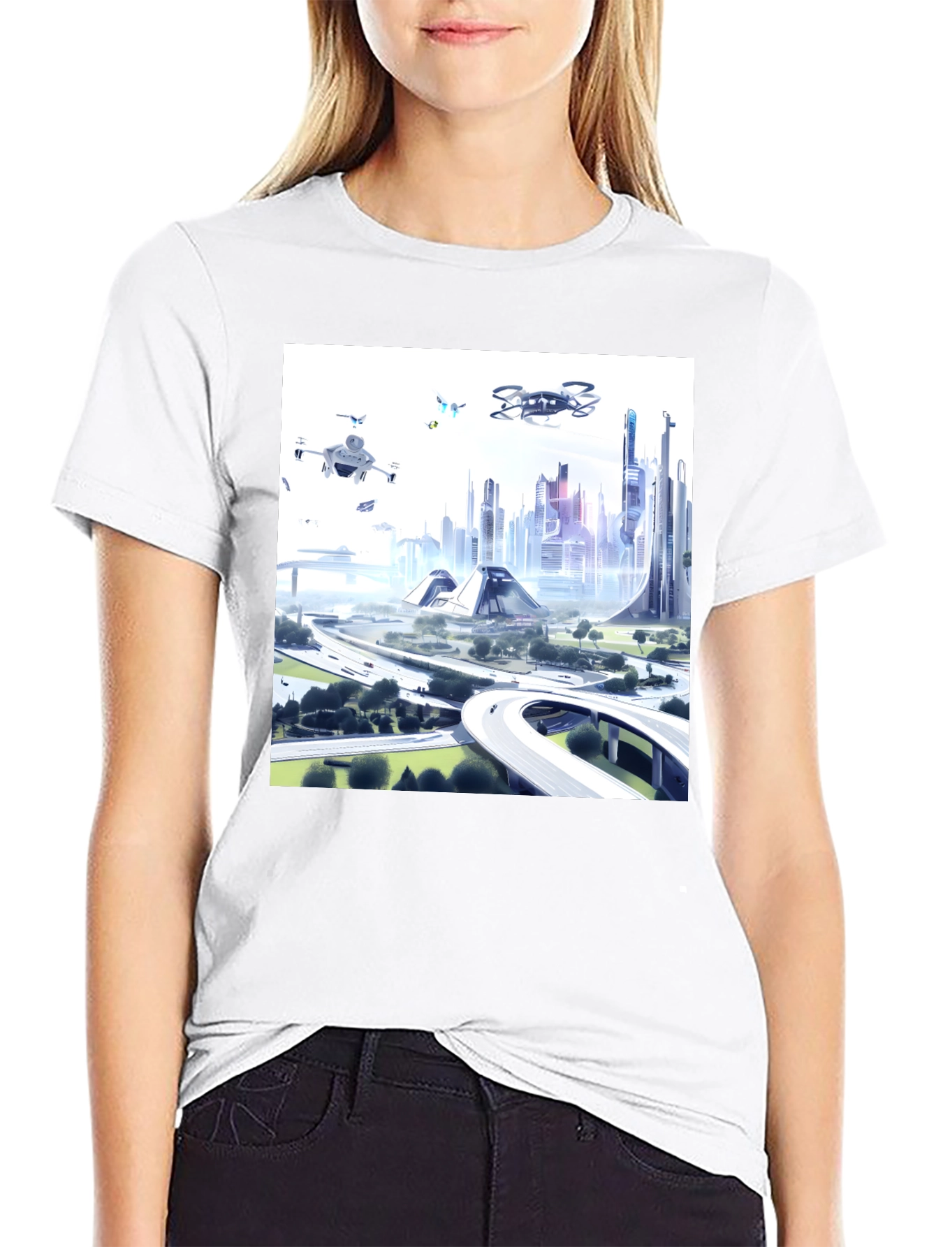 Futuristic City T-Shirt - Drone Vision