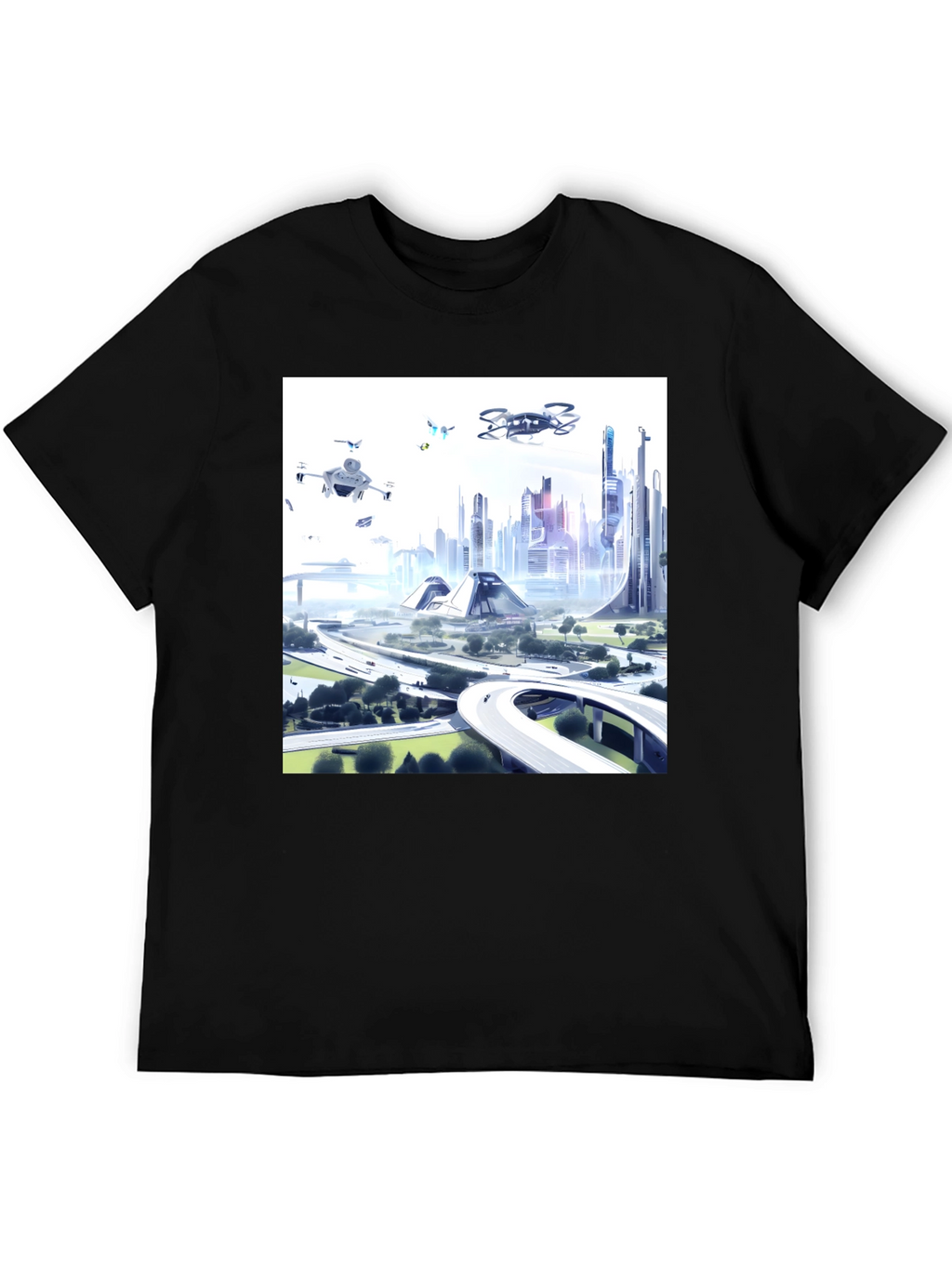 Futuristic City T-Shirt - Drone Vision