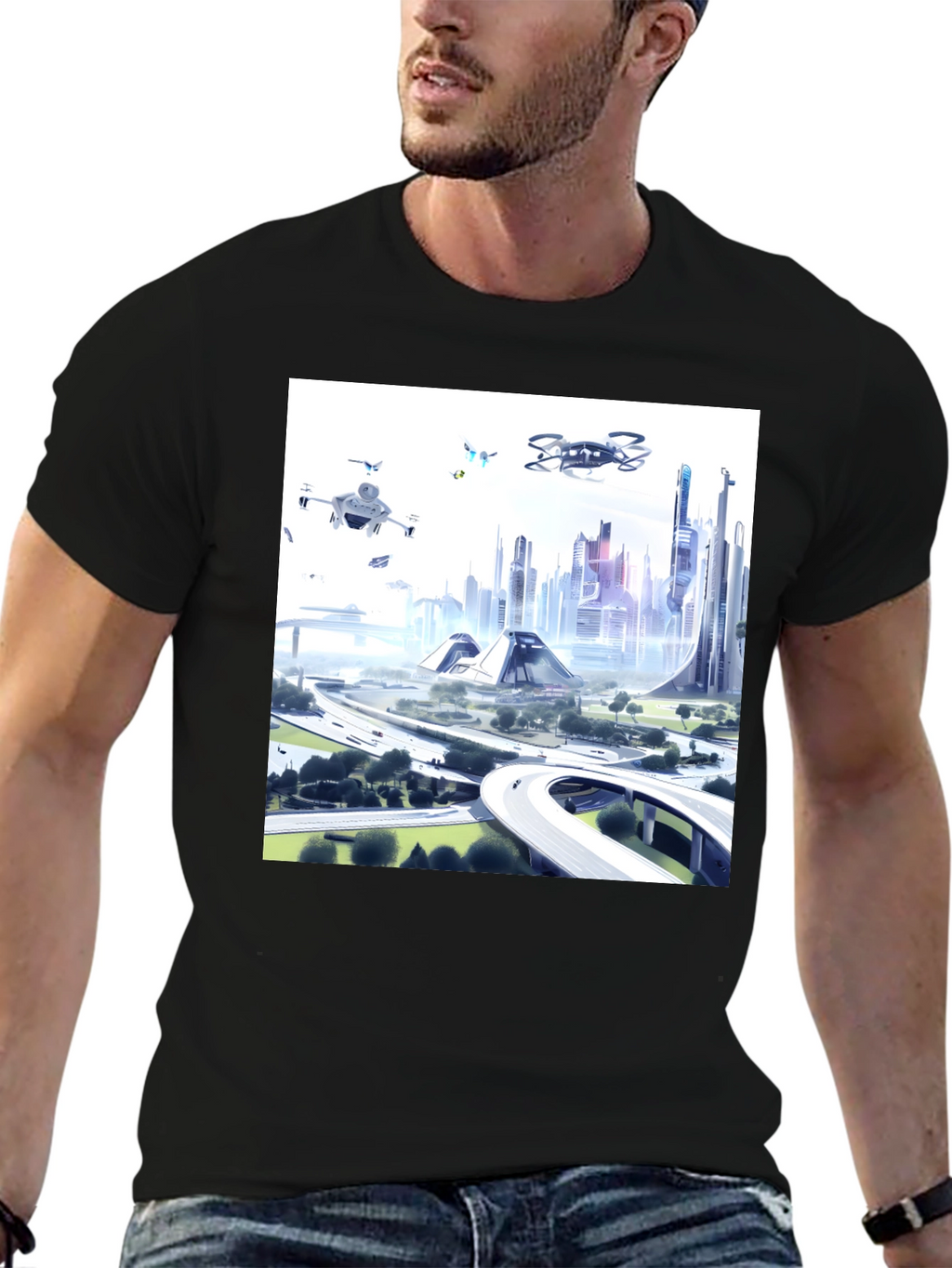 Futuristic City T-Shirt - Drone Vision