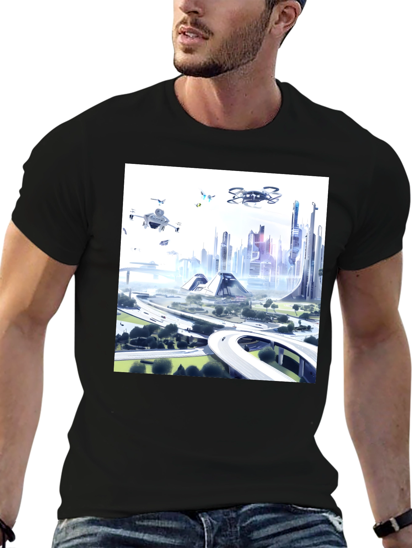 Futuristic City T-Shirt - Drone Vision