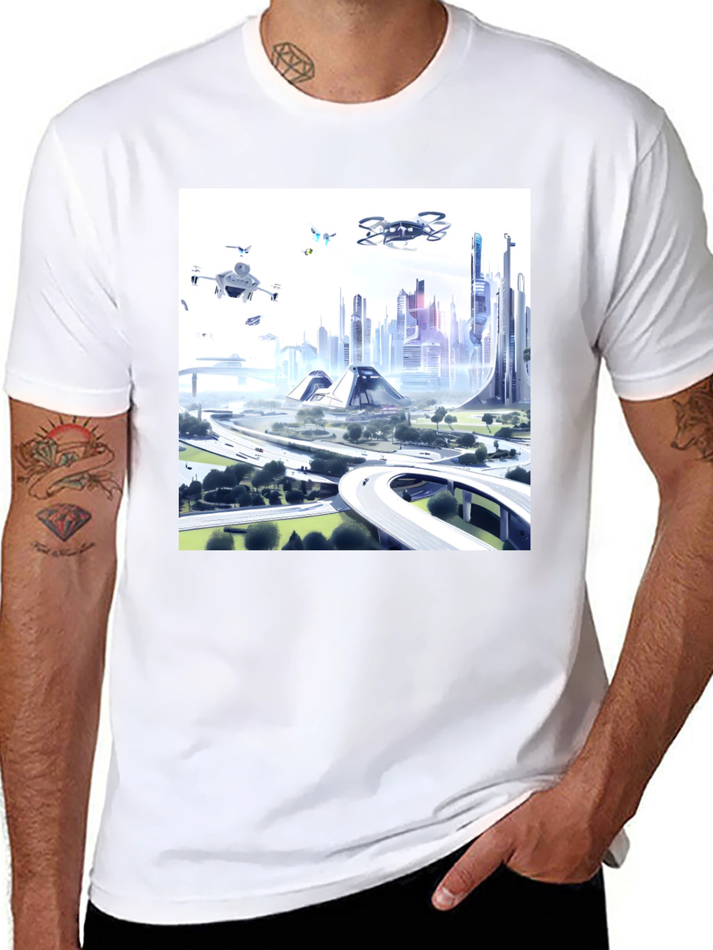 Futuristic City T-Shirt - Drone Vision