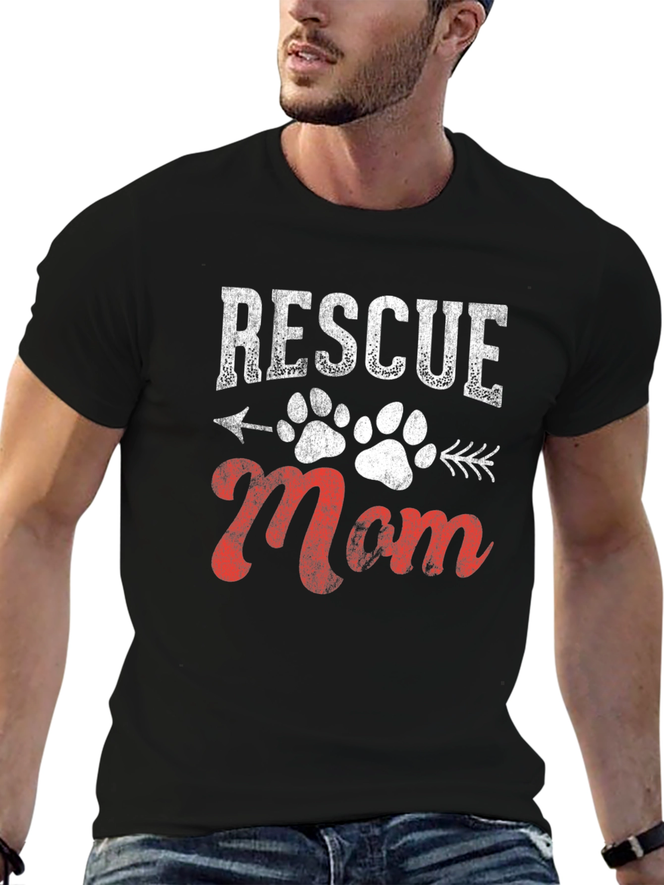 Rescue Mom Graphic Tee - Dog Paw Print