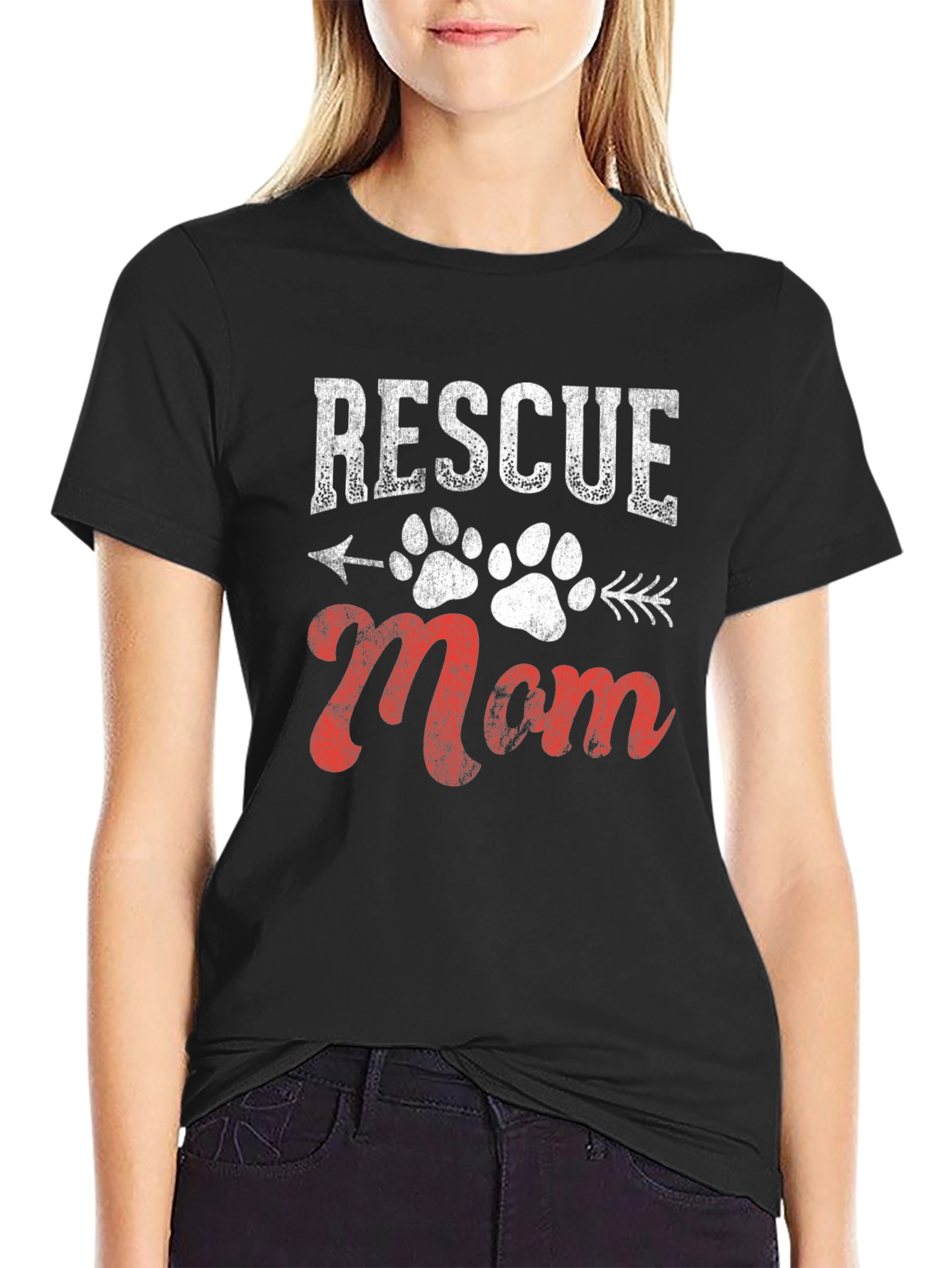Rescue Mom Graphic Tee - Dog Paw Print
