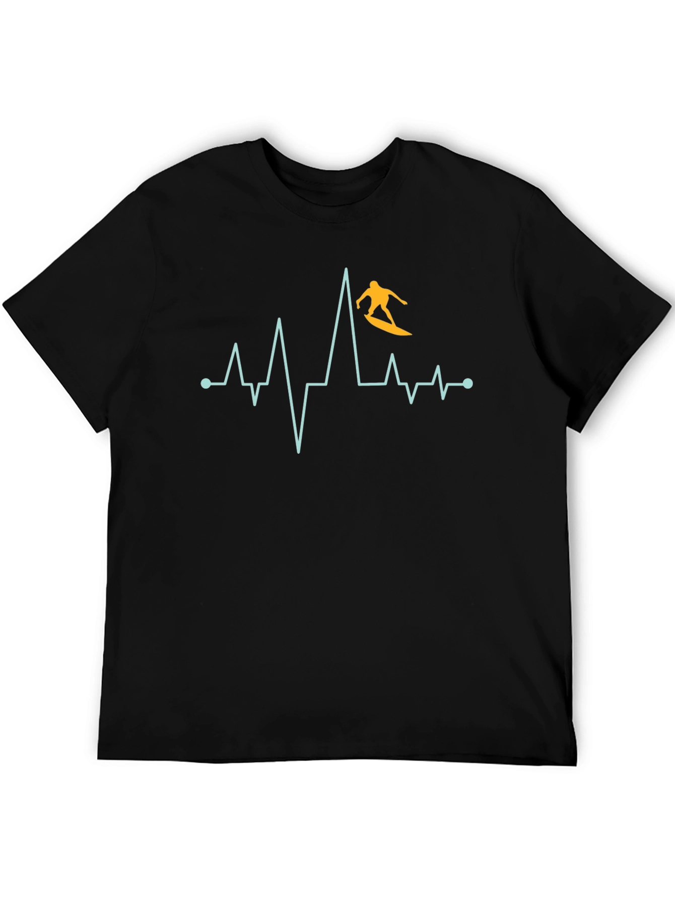 Surfer Heartbeat Graphic Tee - Black