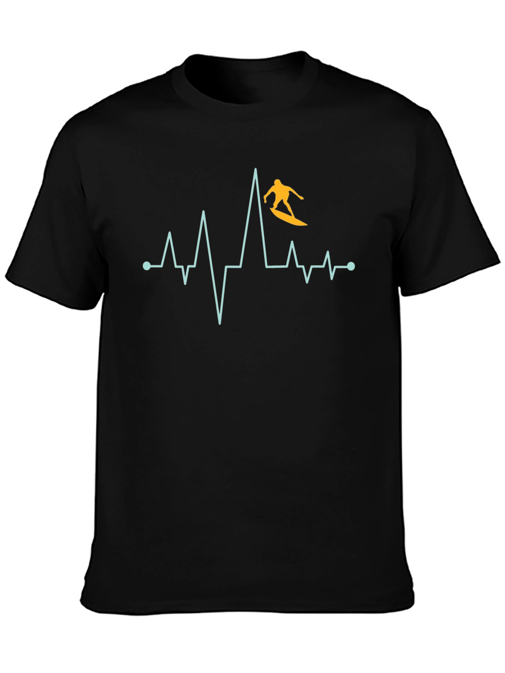 Surfer Heartbeat Graphic Tee - Black