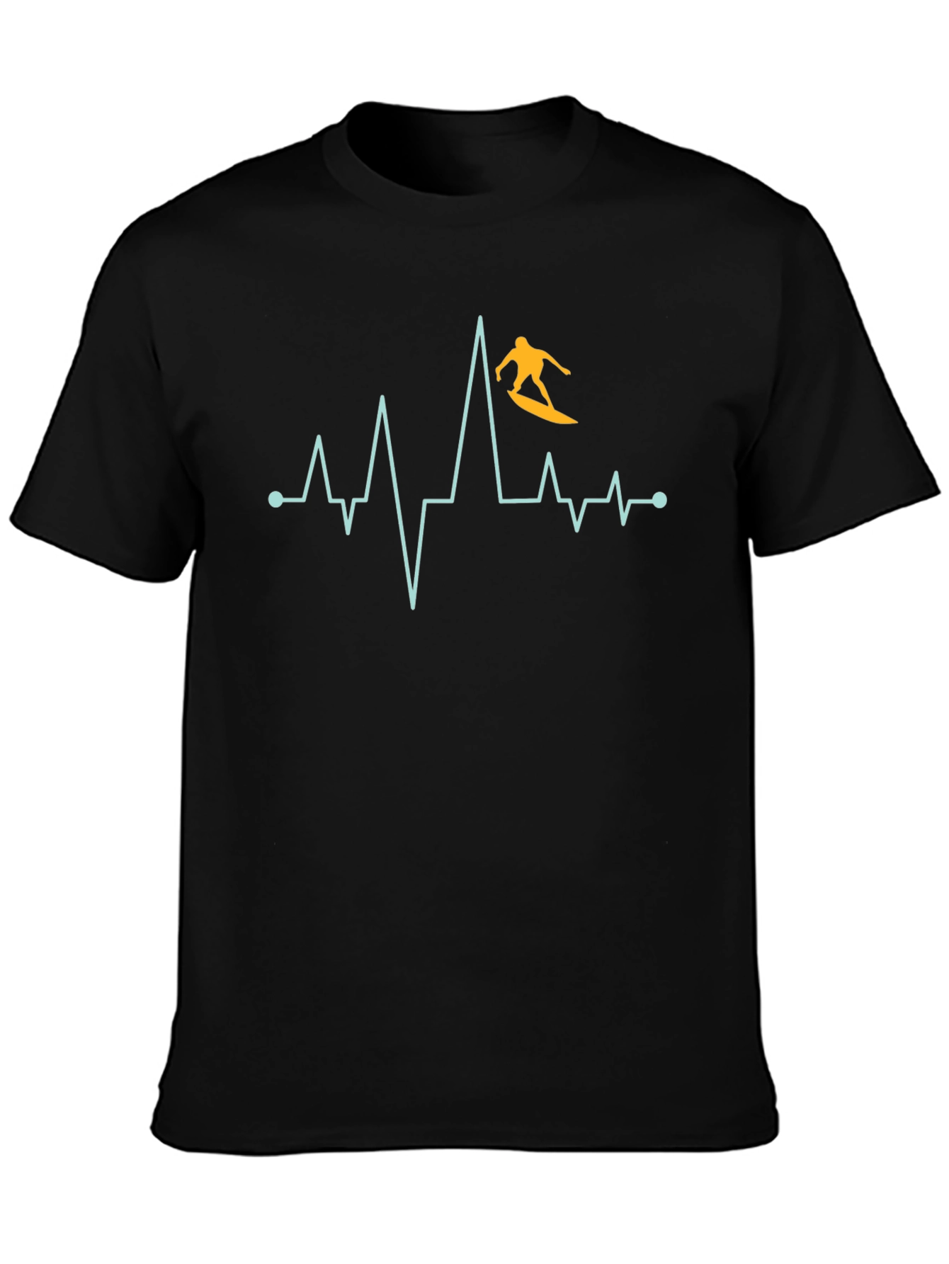 Surfer Heartbeat Graphic Tee - Black